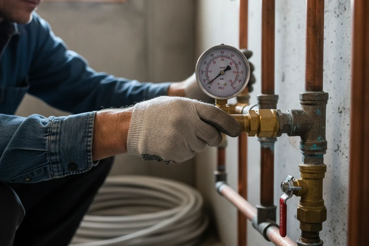 Pressure testing a repaired line during Water Line Repair in Clearwater Beach
